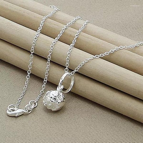 Цепи 925 Серебряное серебро 18 -дюймовое цепное подвесное ожерелье для женщин для женщин обручальное обручание модные украшения ювелирные изделия