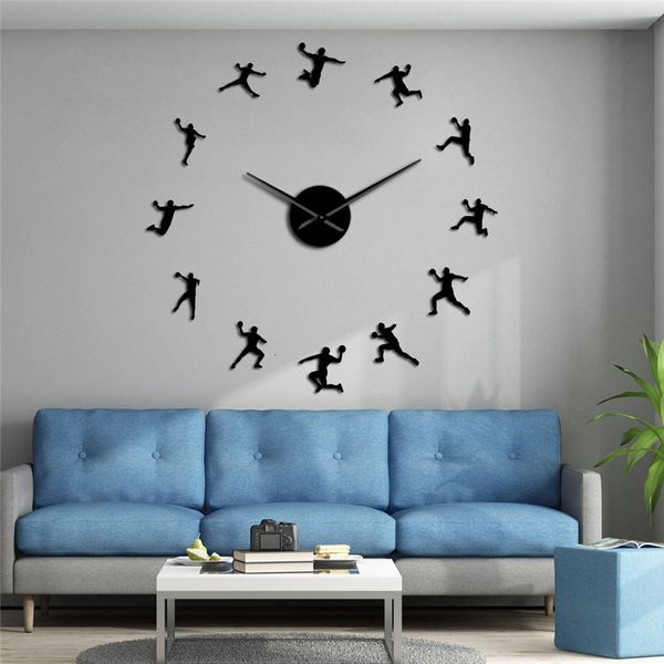 Papéis de parede Jogadores de basquete Diy grande relógio de parede Basquete Slam Dunk Kid Room Decoração de parede gigante Parede Relógio Presentes Decoração do quarto adolescente 230505