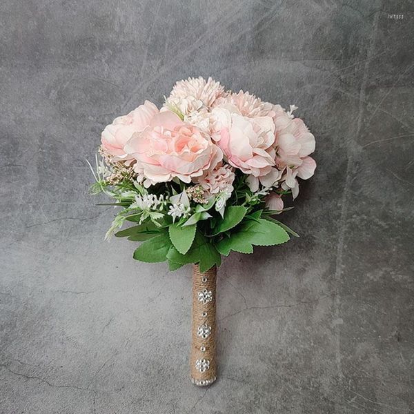 Fiori decorativi Bouquet da sposa piccolo Accessori per matrimoni Bouquet da sposa Rose di seta per damigelle Fiore a mano Arte