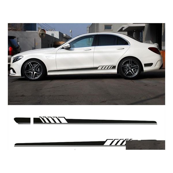 Автомобильные наклейки 2pcs/Set Edition Side Skirt Skirt Sticker для Benz C Class W205 C180 C200 C300 C350 C63 AMG Drop Mobiles Dhmok