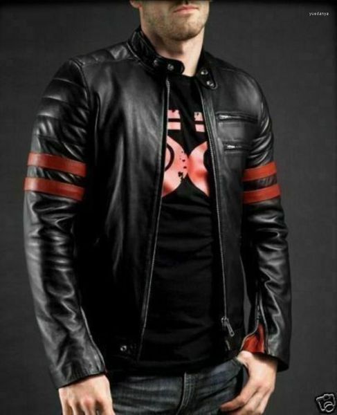 Jackets masculinos Black Slim Fit Motorcycle Biker Jacket