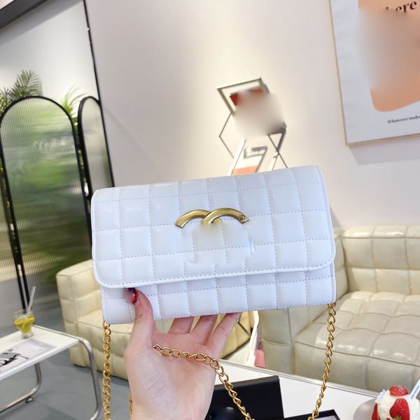 ChaneI Neue Luxus-Umhängetasche Designer-Taschen PU-Material Metallschild Umhängetaschen für Damen Geldbörsen und Handtaschen Pure White Plaid24x14x5cm