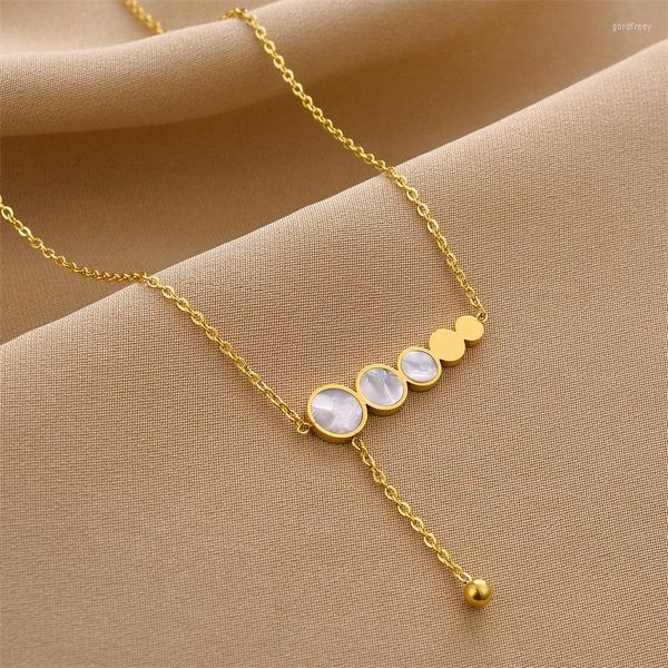 Подвесные ожерелья Золотая диск оболочка металлическая ожерелье из нержавеющей стали женская цепная ювелирные изделия