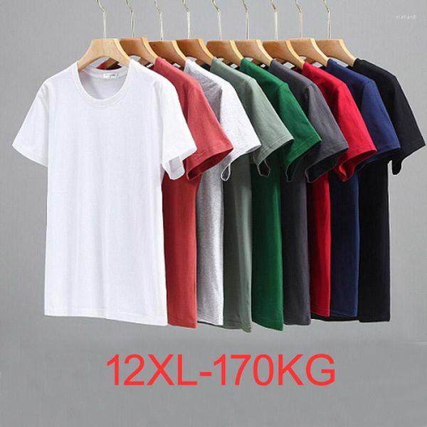 Herren-T-Shirts Plus Größe 12XL 10XL Kurzarm-T-Shirt Herren-Sommer-Baumwoll-Los-Rundhals-Jugend-Bodenhemd-T-Shirt