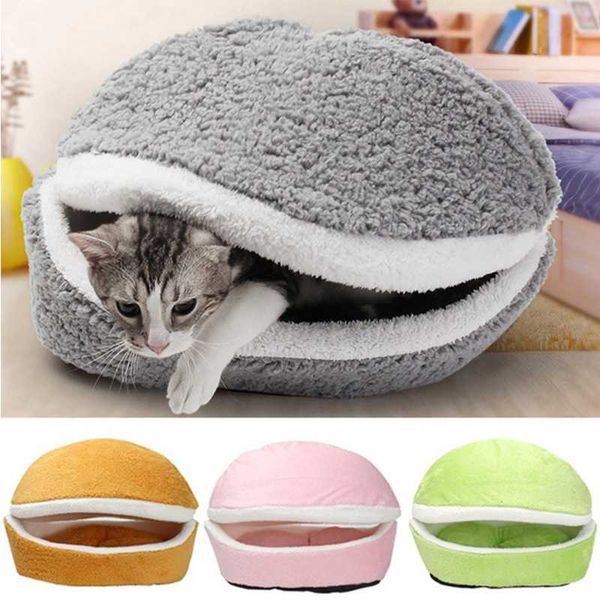 Letti per gatti Mobili Animali domestici caldi Bed House Rimovibile Simpatico hamburger a forma di cotone Sacco a pelo morbido Divani Tappetino Cucciolo invernale Cuccia Nido