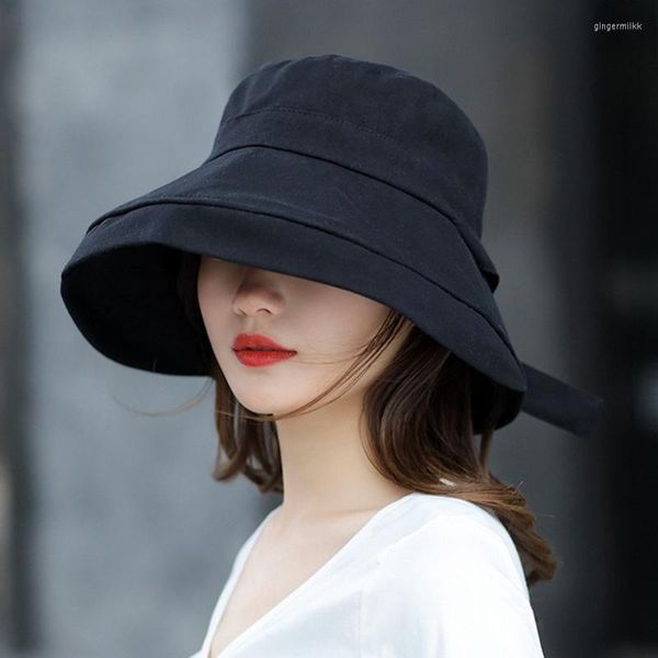Широкие шляпы панамы летние лук козырьковые шляпы мода корейская баба Боб Хэттон Рыбалка дамы