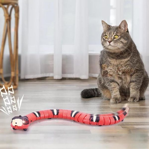 Giocattoli Giocattoli interattivi per gatti con rilevamento intelligente Giocattoli interattivi elettrici per gatti Simulazione di ricarica USB Giocattoli per cuccioli di serpente animale