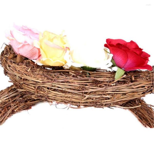 Dekorative Blumen Weihnachten natürliche getrocknete Rattan Ring Kranz Girlande DIY Craft Tür Wandbehang Anhänger Decor Party Supplies