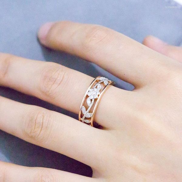 Cluster Rings 18K Multi Rose Gold Ring For Women Natural 1 Diamond Jewelry Anillos De Bizuteria Mujer Gemstone Flower Box