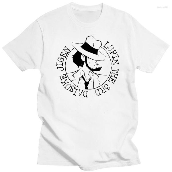 Camisetas masculinas homens jigen selo Lupin Ishikawa Casco de algodão Lazer clássico de manga curta Camiseta de coleta de gola camiseta de presente