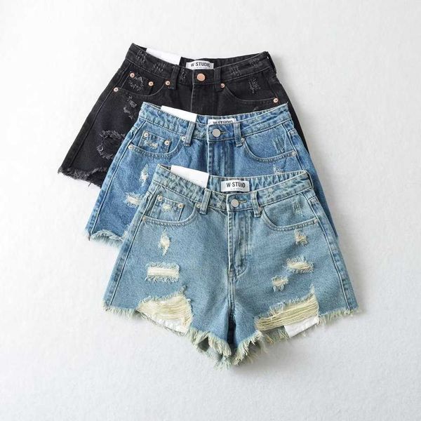 Damen Shorts Sommerkleidung Jeansshorts Frauen hoch taillierte Denim Shorts y2k Mode schwarze Shorts Frau zerrissen kurz de mujer koreanischen Stil Z0505