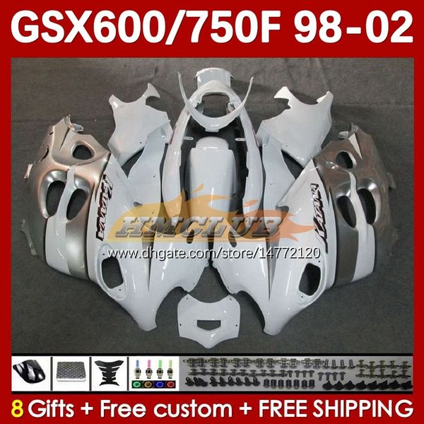 Тело для Suzuki Katana GSX600F GSXF750 GSXF-750 GSXF 600 750 CC 169NO.35 GSX750F 600CC 750CC 98 99 00 01 02 GSXF600 GSXF-600 1998 1999 2000 2002 Fairing White Silver