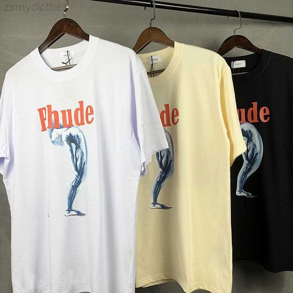 T-shirt da uomo oversize Rhude Torment Portment Tshirt da donna Women Casual Hip Hop Streetwear Tops estate Fashi