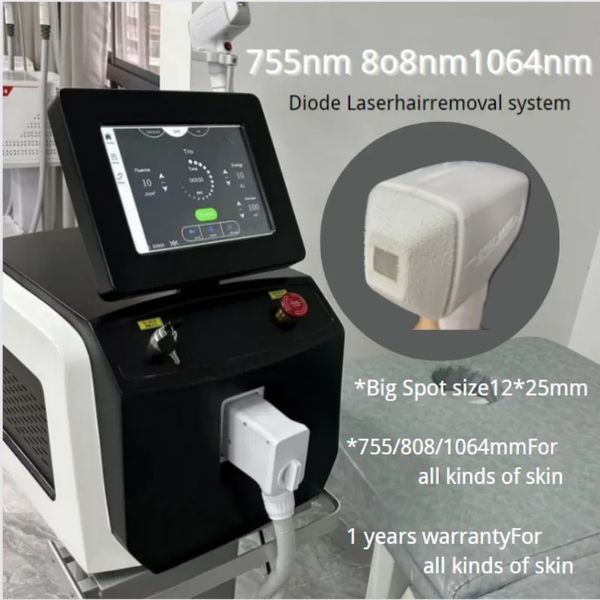 Salon Profissional Diodo a laser Remoção de cabelo Máquina de beleza 755nm 808nm 1064nm Aplicável a todos os tons de pele