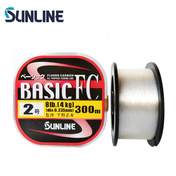 Linha de trança Sunline FC Basic FC 100% Linha de fluorocarbono 3002225 metros 220lb Fluorocarbon ou líder de fibra de carbono Linha pela linha de pesca japonesa 230505