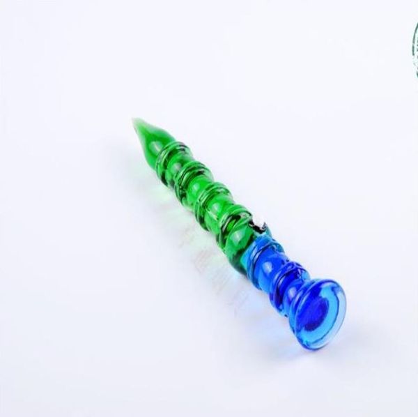 Pipe per fumatori Accessori Narghilè in vetro Bong Set di sigarette in vetro con penna con snodo in bambù verde blu