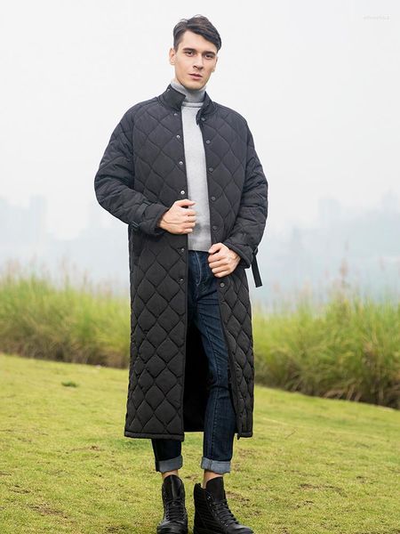 Мужские вниз M-4XL Мужские Зимние Черный Парка Стенд Толстое пальто плюс размер x с длинной курткой Вафель теплое пальто DR1115