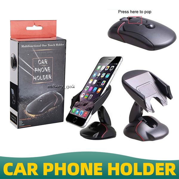 Supporto universale per telefono cellulare con presa d'aria per auto Supporto per telefono a ventosa deformabile a forma di mouse per auto con confezione al dettaglio