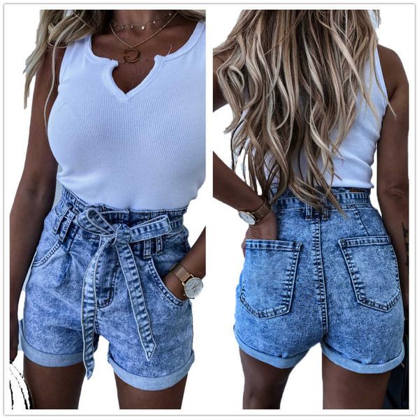 Shorts femininos 2021 verão novo shorts de jeans da cintura alta para mulheres calças de flocos de neve de moda jeans XSXL Preço por atacado de alta qualidade Z0505