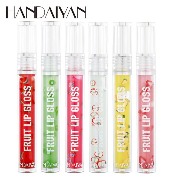 DHL Free Handanyan 6 Série de frutas coloridas Liquid Lip Oil Hidrating Hidrating Lip Glaze Lighting Lip Gloss