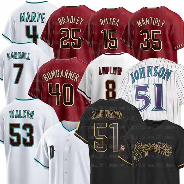 53 Camisas de beisebol Adolis Garcia Diamondbacks Randy Johnson Ketel Marte Corbin Carroll Dominic Fletcher Lourdes Gurriel Jr. Madison Bumgarner Josh Rojas