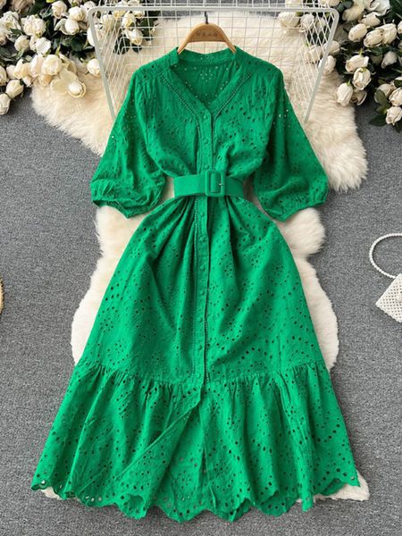 Повседневные платья зеленые/белые корейские шикарные элегантные розовые виноградные сшива