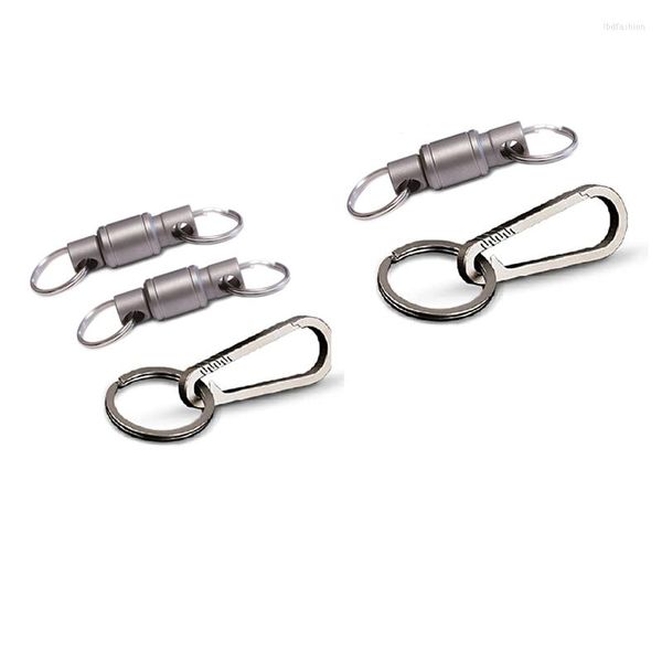 Portachiavi 3Pcs Portachiavi a sgancio rapido Clip girevole in titanio con moschettone e portachiavi