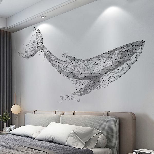 Sfondi Balena geometrica Adesivo da parete Home Office Decor Boy Teen Room Decor 3D Art Soggiorno Sfondo Adesivi Decalcomanie per mobili 230505