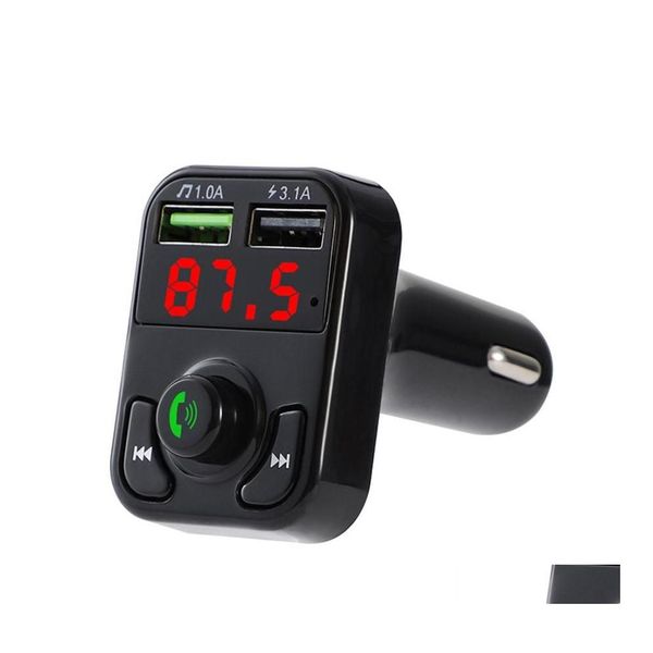 Kit de carro bluetooth x8 fm transmissor modator de mãos mp3 player com 3.1a carregador duplo de carga rápida acces315x entrega de queda m dhoyi