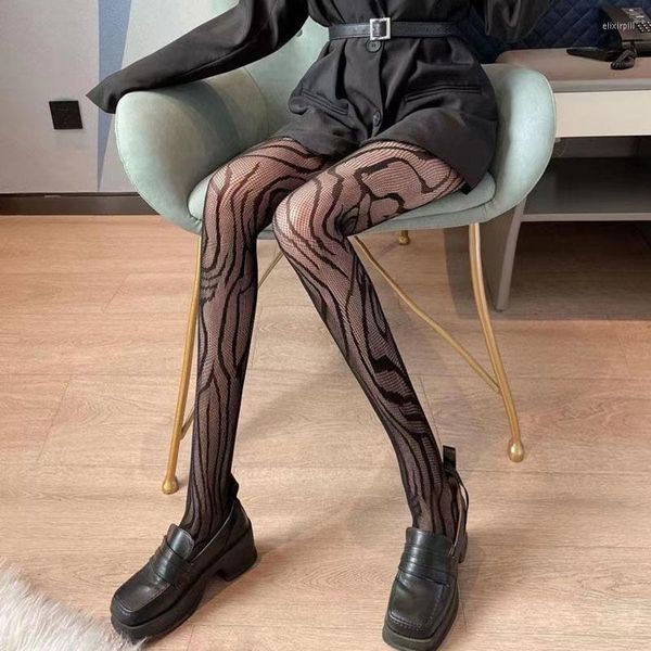 Mulheres meias de verão malha sexy fishnet gótico tight escuro listra preta meias fêmeas ladries lede calças de meia -calça sem costura