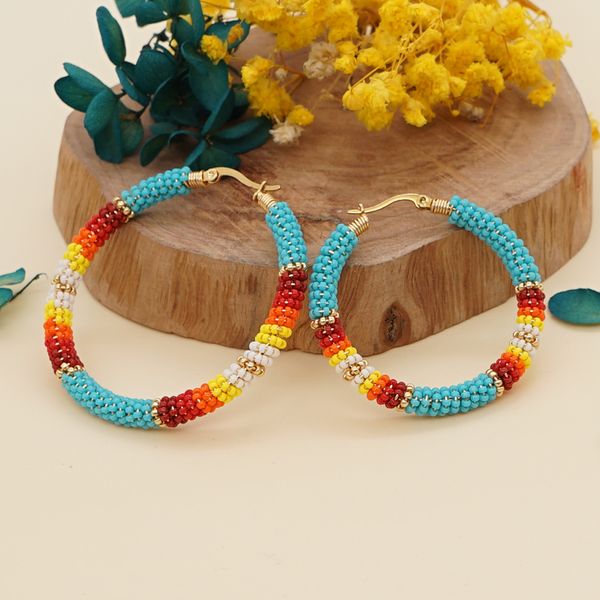 Hoop Huggie Go2boho Серьговые серьги этнического обруча.