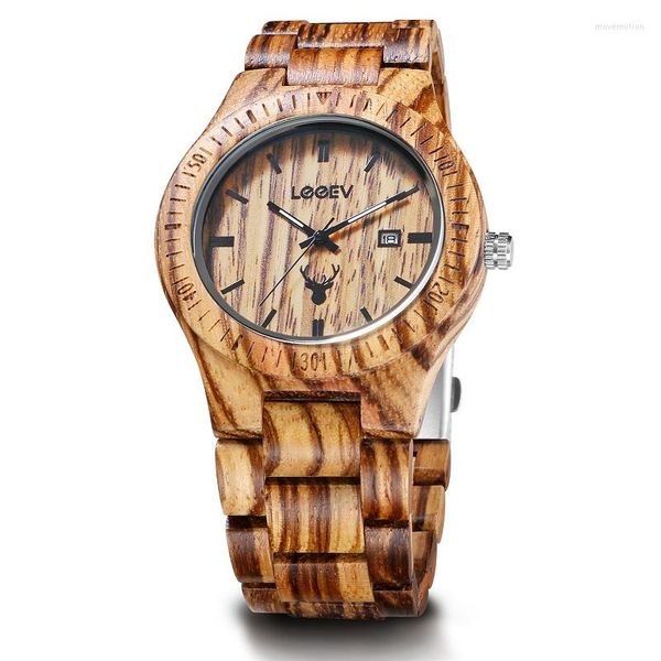 Нарученные часы логотип Leeev Light Luxury Wood Watch Auto Date Luminous Hand