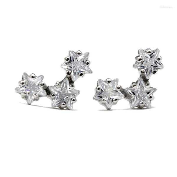 Ohrstecker Kubikzirkon 925 Sterling Silber Für Frauen Mädchen Drei Dreifache Sterne Komet CZ Weiblichen Edlen Schmuck