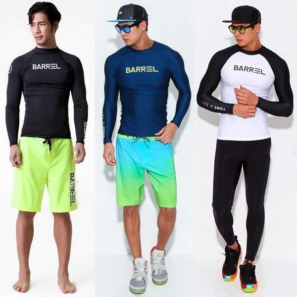 Wetsuits Drysuits UV Koruma Lycra Rashguard Erkekler Uzun Kollu Mayo Yüzme Koruma Hızlı Kuru Sörd Sürüş Tişört Yüzme J230505