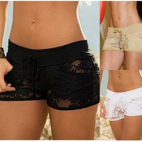 Shorts femininos vendendo mulheres sexy lace hollow shorts shorts de verão calcinha de cintura shorts sexy shorts exóticos boyshorts transparentes z0505