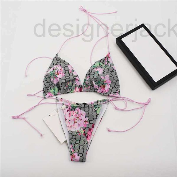 Costumi da bagno da donna Designer Vintage Flower Printed Halter Bikini Classic Women Bandage Elastic Soft Summer Beach Wear CB4Y