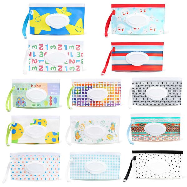 Caixas de tecidos guardanapos EVA Baby Wet Wipe Bolsa Limpador Caso Caixa Reutilizável Caixa de Tecido Reutilizável Snapstrap portátil com capa Flip Acessórios para carrinho