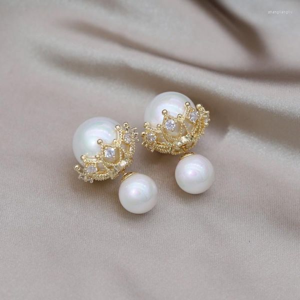 Ohrstecker Einfache doppelseitige Perle Klaue Zirkon Südkorea Design Modeschmuck Elegante Damen Accessoires für die tägliche Arbeit