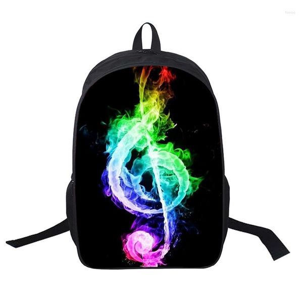 Backpack Music Note Sacos escolares 3D para homens homens viagens rucksack à prova d'água meninas mochilas de mochilas Bolsa de laptop de 16 polegadas Bagpack