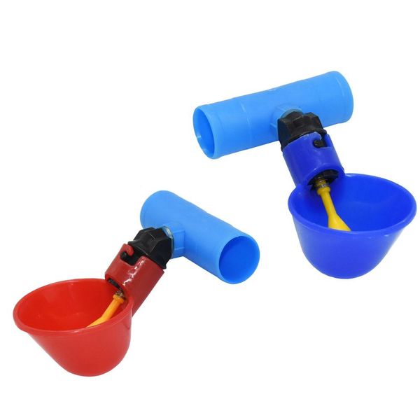 Copo para beber aves, 50 peças, conector 20 mm, vermelho e azul, plástico de alta qualidade, bebedouro automático para frango, suprimentos para aves