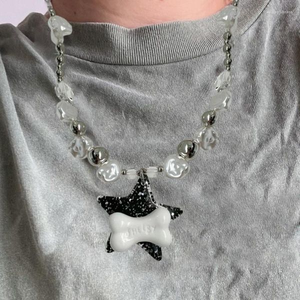 Подвесные ожерелья y2k Star Bone Ожерелье для женщин мода Egirl emo панк гранж