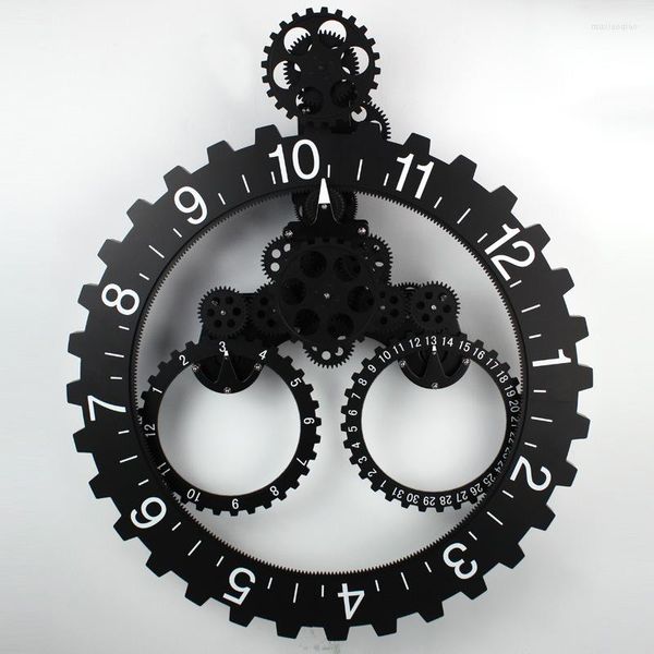 Wanduhren Große 3D ClockDecor Creative Hollow Hanging Gear Pendulum Home