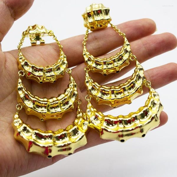 Orecchini a pensione Dubai African African Brass Letre 24k Gold Plassoted Lusury per Womenn Wedding Bridal