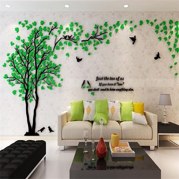 Papéis de parede espelho de árvore 3d decalques de pôster acrílico Diy Art TV Backroom Bedroom Sala de estar de luxo Wallstickers adesivos de parede decoração 2305055