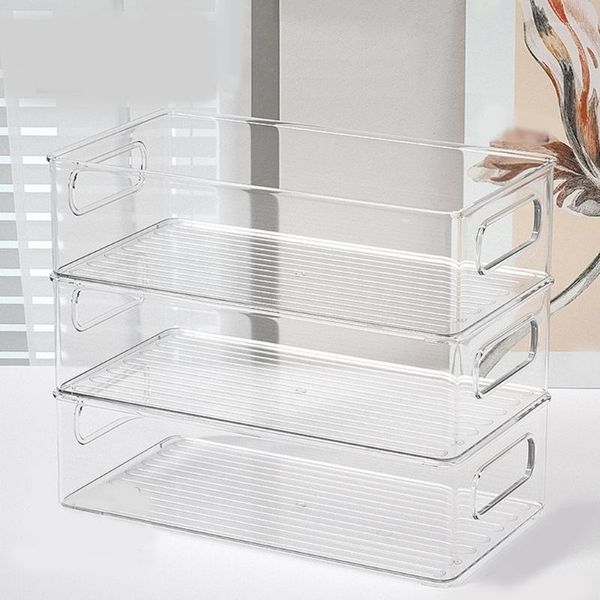 Garrafas de armazenamento 2pcs Refrigerador Organizador de despensa bin acrílico empilhável alimentos claros com a bancada do gabinete