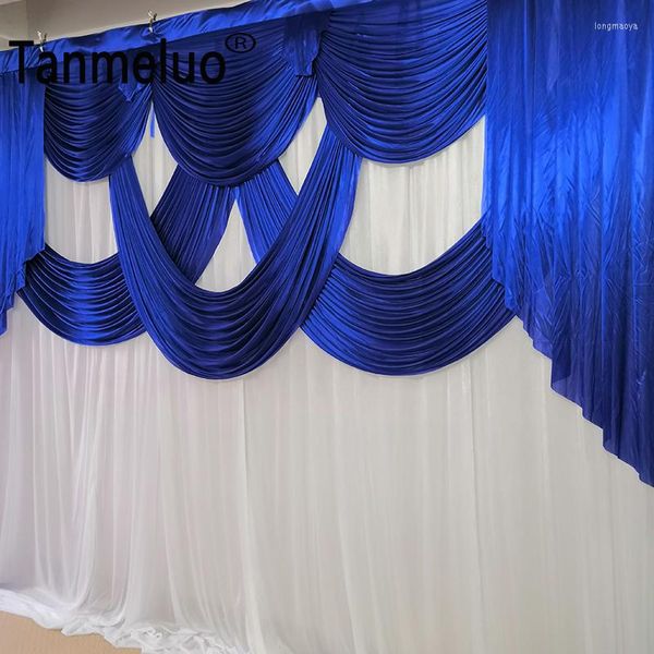 Partydekoration Tanmeluo 3 x 3 m transparenter Eis-Seiden-Hochzeitshintergrund mit Swag für Event-Drapierungs-Wand-Hintergrund-Bühnenvorhänge