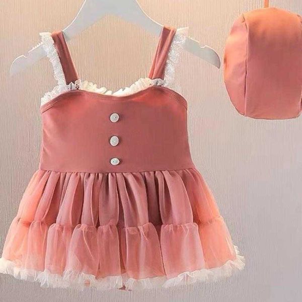 Swimwear Girls per bambini un pezzo di pezzi costume da bagno per bambini gonna di tulle simpatico in pizzo