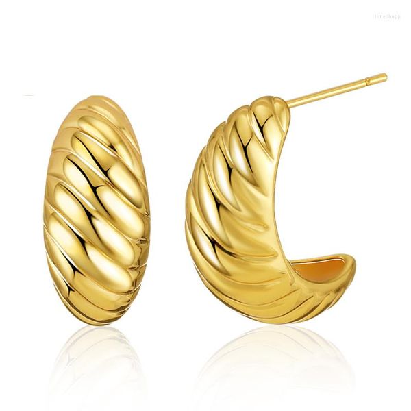 Creolen WKT-JFE97 Croissant 18 Karat Gold Twist Bread Roll Design Europa und die Vereinigten Staaten Unregelmäßiger Wind