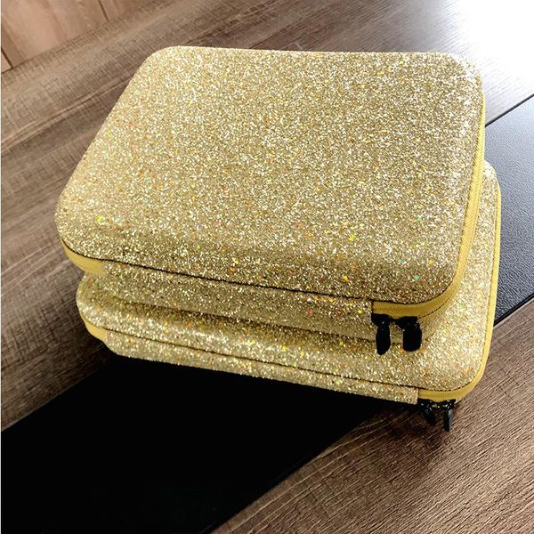 Stichschmuckschachteln Kosmetikbeutel Make -up Organizer Speicher Golden Diamond Malerei Abregierung Schachtel Carry Hülle