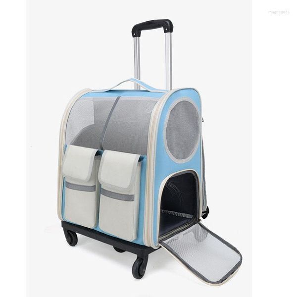 Transportadores de gatos, carrinho de estimação destacável, carrinho de estimação carrinho de estimação Multicolor Backpack de bagagem de bagagem duplo respirável